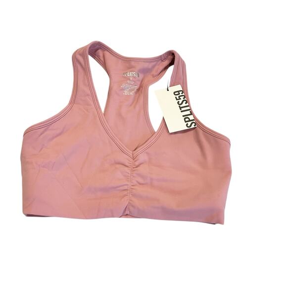 Splits59 Airweight Racerback Sports Bra with Ruching Dusty Rose Size Small NWT - Picture 10 of 12